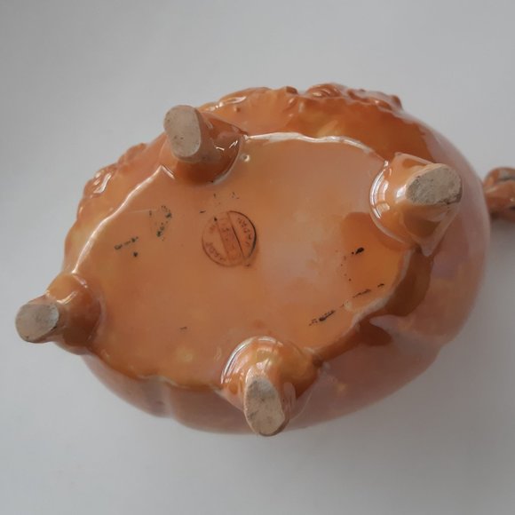 Shofu Japan VTG Incense Burner Jar 1930s Orange Lusterware Art Deco Rare - Picture 9 of 11